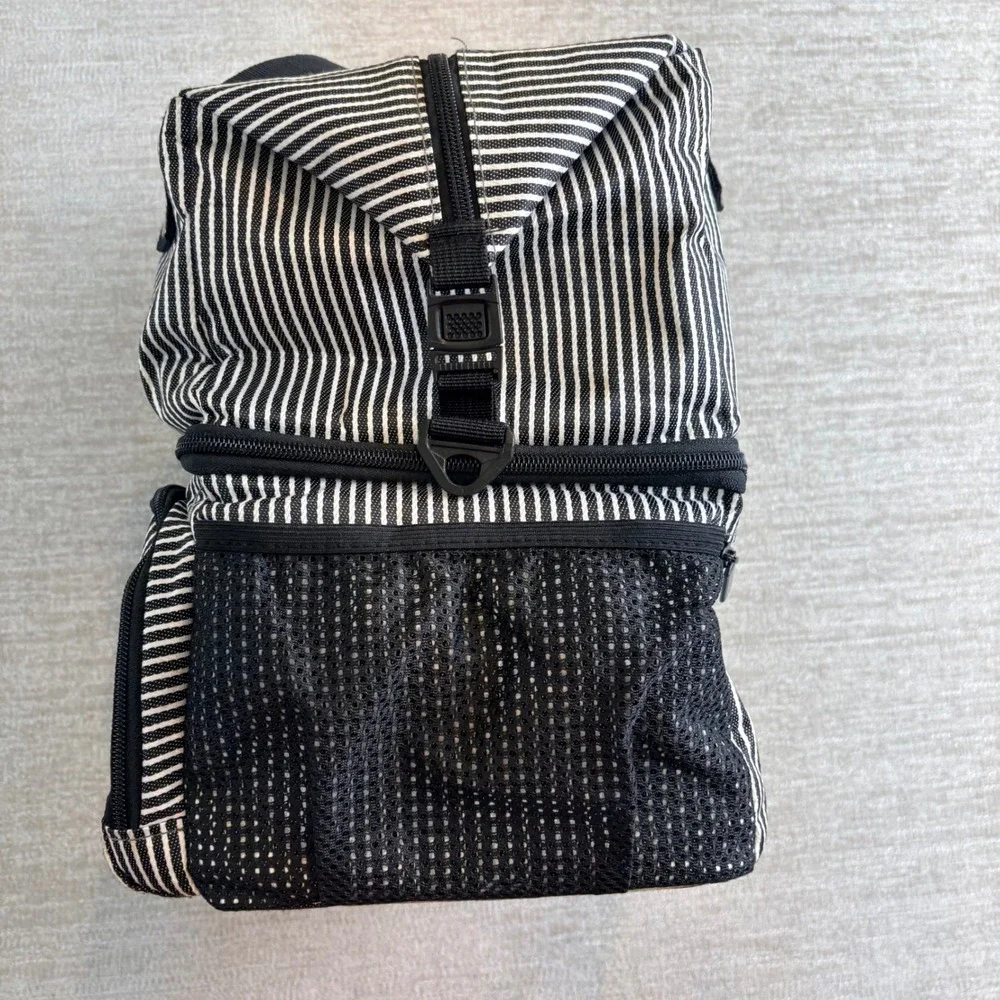 Luxja Breast Pump Bag Women OS Black White Pinstripe Insulated Professional